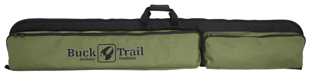 BUCK TRAIL TRADITIONAL SOFT CASE ONE PIECE RECURVE 160cm x 27cm BLACK / GREEN with ARROW POCKET