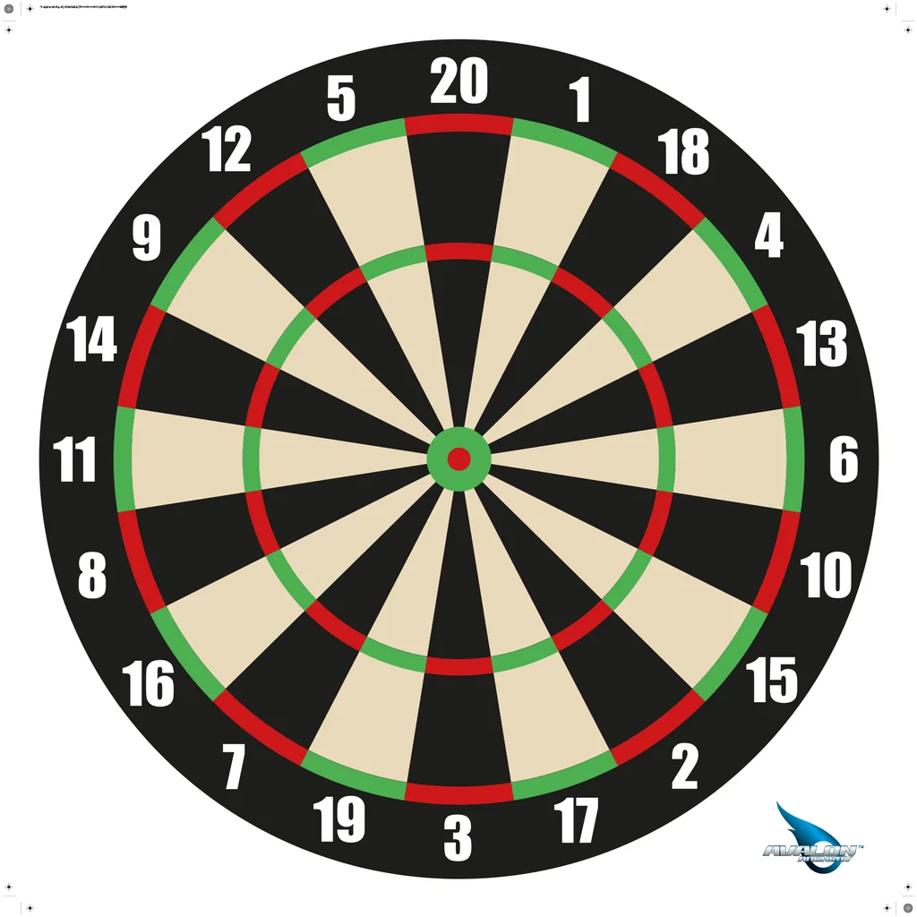 AVALON DART BOARD TARGET 60cm REINFORCED PAPER 25/PK