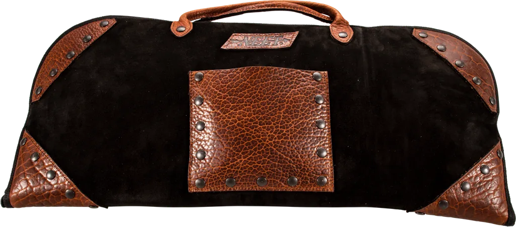 NEET TRADITIONAL RECURVE TAKE-DOWN SOFT CASE TD-8 BLACK SUEDE WITH BISON
