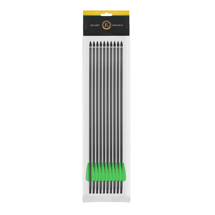 EK-POELANG ARROWS CARBON FOR WHIPSHOT 15" 10/PK WITH 2" FLUO GREEN VANES