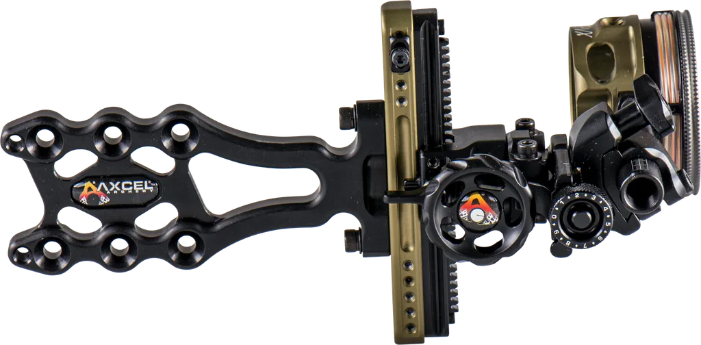 AXCEL LANDSLYDE SLIDER AVX-41 SCOPE - RANGER DOUBLE PIN .019 GREEN/RED FIBER TACTICAL BOWHUNTING