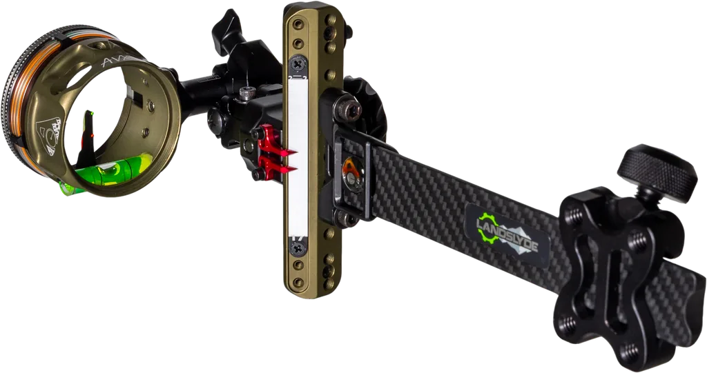 AXCEL LANDSLYDE CARBON PRO SLIDER AVX-41 SCOPE RANGER DOUBLE PIN .019 GREEN/RED FIBER TACTICAL BOWHUNTING
