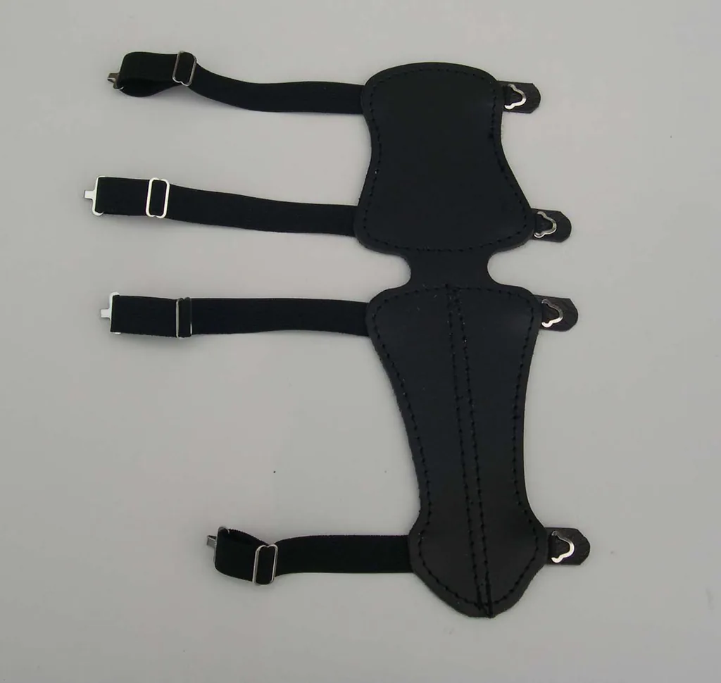 GOMPY DOUBLE ARMGUARDS JUNIOR LONG LEATHER 4 FASTENERS BLACK