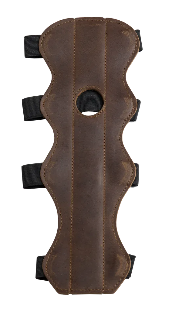 BUCK TRAIL TRADITIONAL ARMGUARDS NUBUK 30cm DOUBLE / BROWN SOFT LEATHER